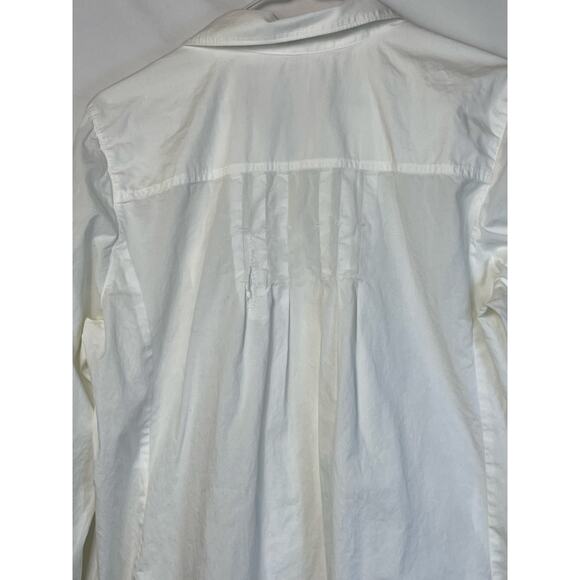 Vince Womens 8 White Button Up Pleated Long Sleeve Lightweight Summer Shirt - Picture 8 of 8